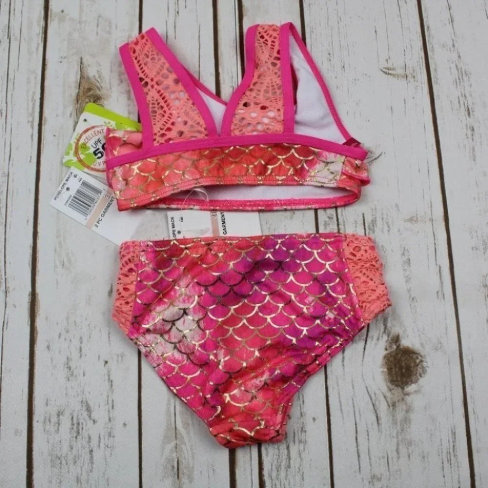 Penelope Mack Girls Printed Flounce Bikini 2T